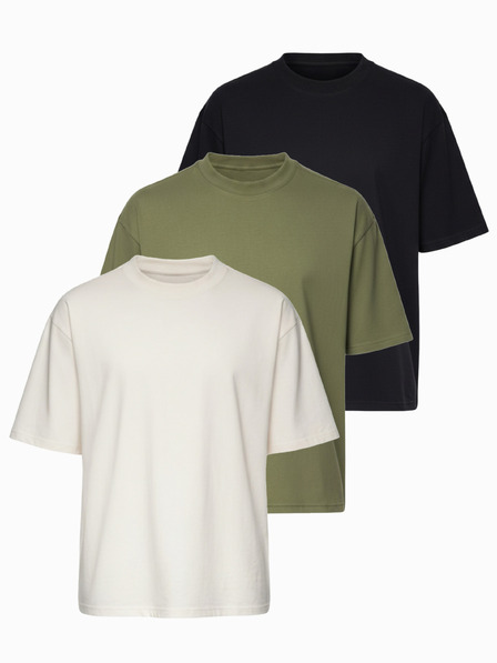 Ombre Clothing Majica OM-TSBC-0291 - crna/bijela/svijetlo maslinasta Ombre Clothing