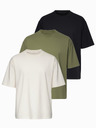 Ombre Clothing Majica OM-TSBC-0291 - crna/bijela/svijetlo maslinasta Ombre Clothing