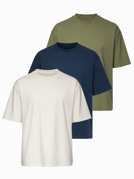 Ombre Clothing Majica OM-TSBC-0291 - off white/blijedo maslinasta/navy Ombre Clothing