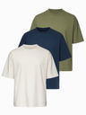 Ombre Clothing Majica OM-TSBC-0291 - off white/blijedo maslinasta/navy Ombre Clothing