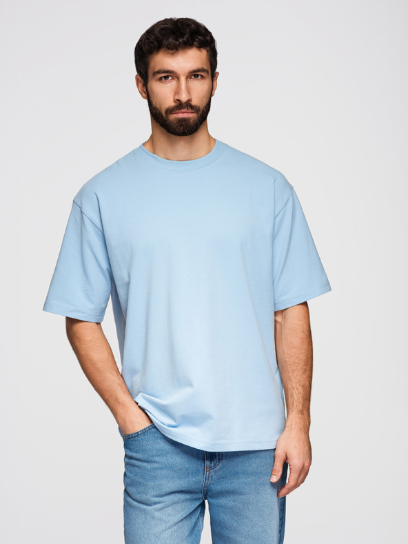 Ombre Clothing Majica OM-TSBC-0291 - crna/svijetlo plava/bijela Ombre Clothing