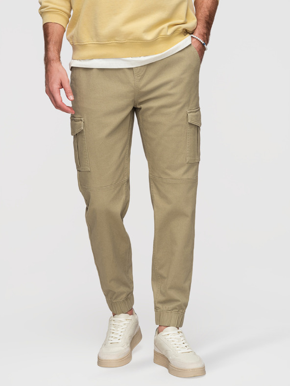 Ombre Clothing Muške hlače JOGGERY s cargo džepovima na rajsferšlus - khaki V1 OM-PAJO-0290 Ombre Clothing