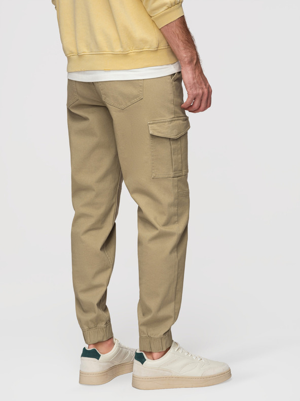 Ombre Clothing Muške hlače JOGGERY s cargo džepovima na rajsferšlus - khaki V1 OM-PAJO-0290 Ombre Clothing