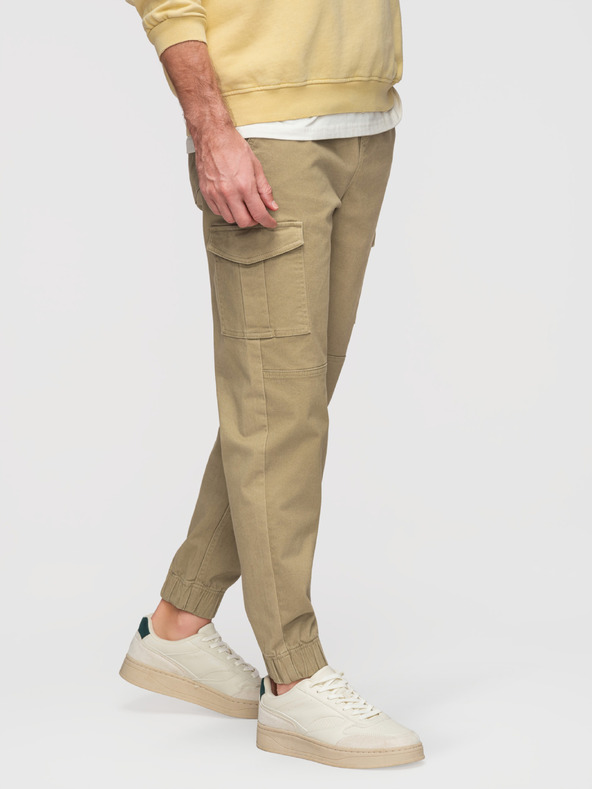 Ombre Clothing Muške hlače JOGGERY s cargo džepovima na rajsferšlus - khaki V1 OM-PAJO-0290 Ombre Clothing