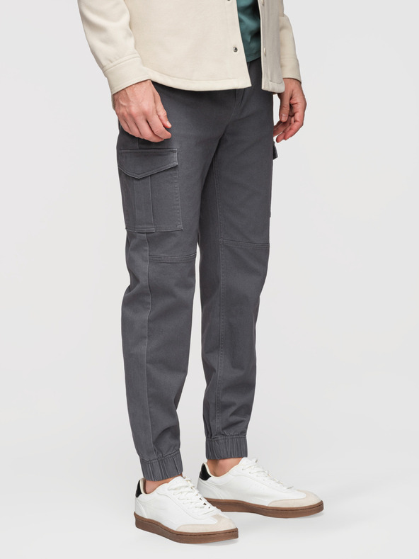 Ombre Clothing Muške hlače JOGGERY s cargo džepovima na rajsferšlus - grafit V3 OM-PAJO-0290 Ombre Clothing