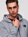 Ombre Clothing Muška dukserica na rajsferšlus s kapuljačom i naljepnicom - siva V1 OM-SSZP-0256 Ombre Clothing