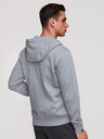 Ombre Clothing Muška dukserica na rajsferšlus s kapuljačom i naljepnicom - siva V1 OM-SSZP-0256 Ombre Clothing