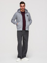 Ombre Clothing Muška dukserica na rajsferšlus s kapuljačom i naljepnicom - siva V1 OM-SSZP-0256 Ombre Clothing