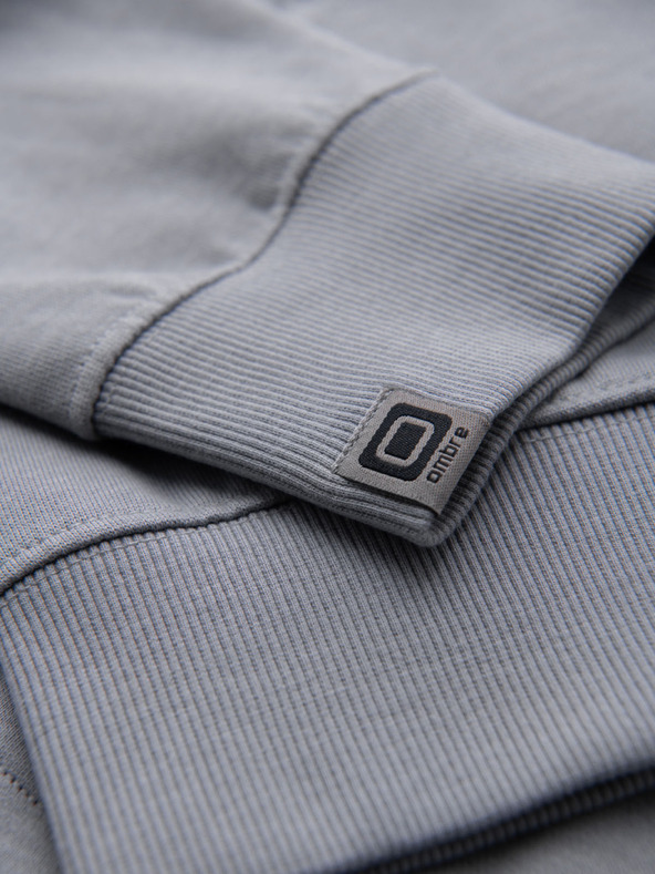 Ombre Clothing Muška dukserica na rajsferšlus s kapuljačom i naljepnicom - siva V1 OM-SSZP-0256 Ombre Clothing