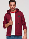 Ombre Clothing Muška dukserica bez gumbiju s kapuljačom i naljepnicom - crvena V3 OM-SSZP-0256 Ombre Clothing