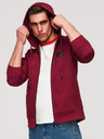 Ombre Clothing Muška dukserica bez gumbiju s kapuljačom i naljepnicom - crvena V3 OM-SSZP-0256 Ombre Clothing