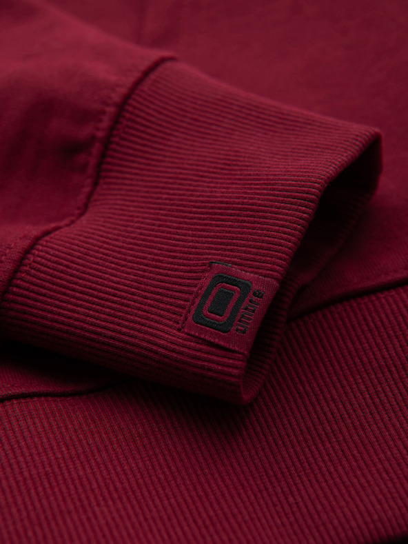Ombre Clothing Muška dukserica bez gumbiju s kapuljačom i naljepnicom - crvena V3 OM-SSZP-0256 Ombre Clothing