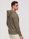 Ombre Clothing Muška dukserica bez gumbiju s kapuljačom i naljepnicom - maslinasta V4 OM-SSZP-0256 Ombre Clothing