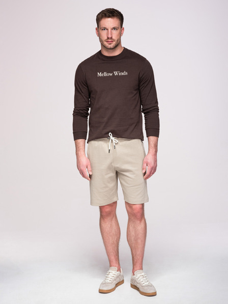 Ombre Clothing Muške pamučne kratke hlače s vezicama i džepovima - svijetla bež V1 OM-SRBS-0205 Ombre Clothing