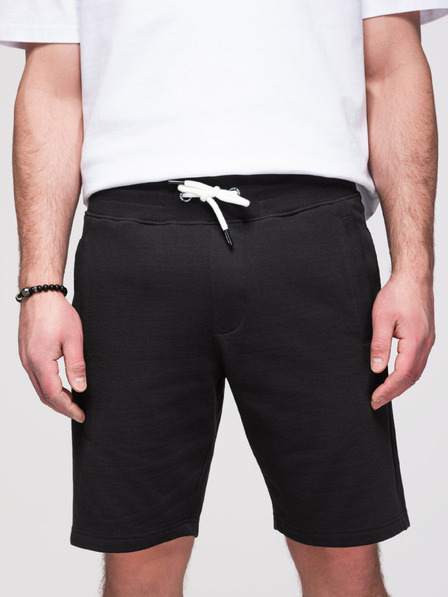 Ombre Clothing Muške pamučne kratke hlače s vezicama i džepovima - crna V5 OM-SRBS-0205 Ombre Clothing