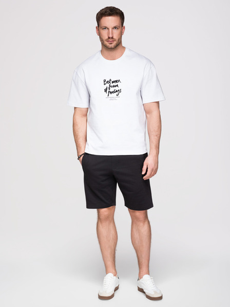 Ombre Clothing Muške pamučne kratke hlače s vezicama i džepovima - crna V5 OM-SRBS-0205 Ombre Clothing