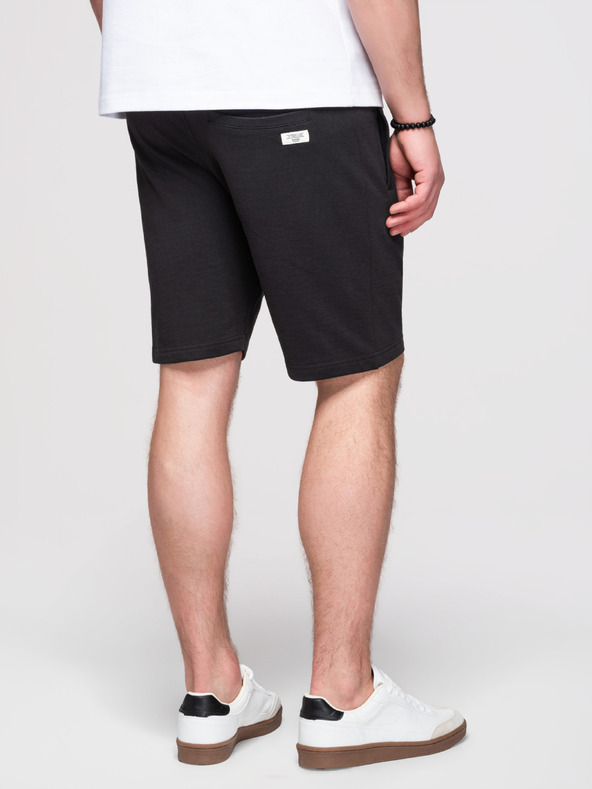 Ombre Clothing Muške pamučne kratke hlače s vezicama i džepovima - crna V5 OM-SRBS-0205 Ombre Clothing