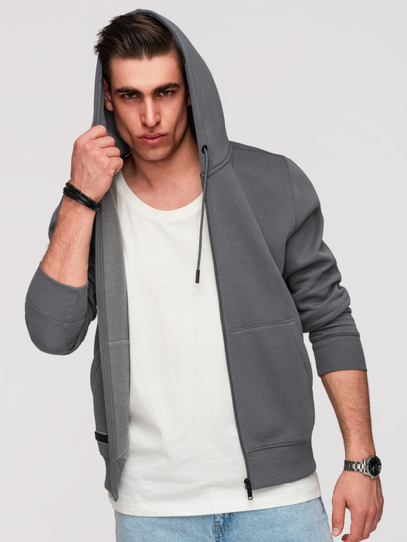Ombre Clothing Muška pamučna dukserica BASIC sa zipom Ombre Clothing