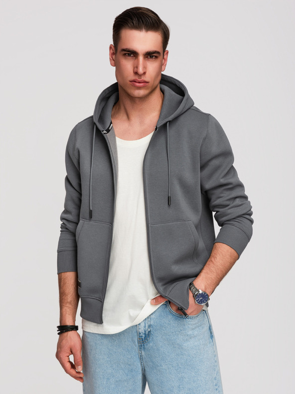 Ombre Clothing Muška pamučna dukserica BASIC sa zipom Ombre Clothing