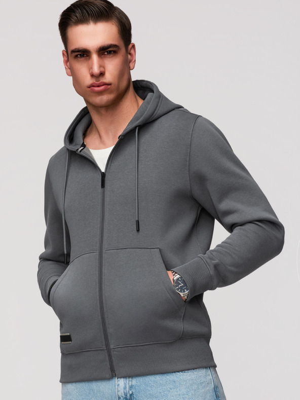 Ombre Clothing Muška pamučna dukserica BASIC sa zipom Ombre Clothing