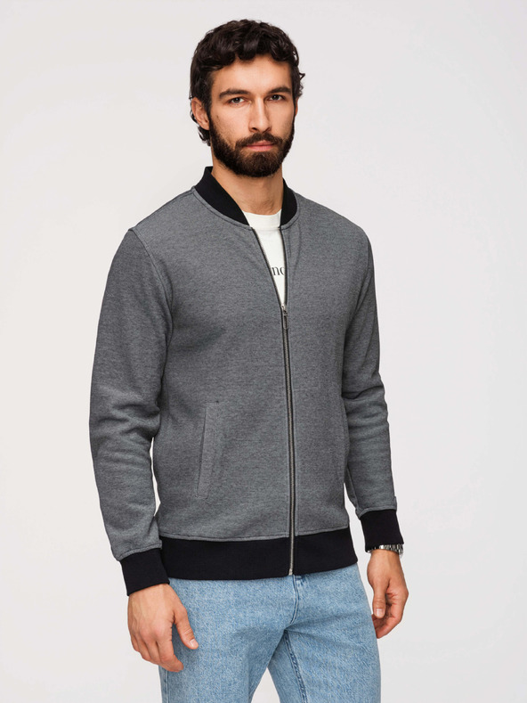 Ombre Clothing Muška pletena bomber jakna - crna