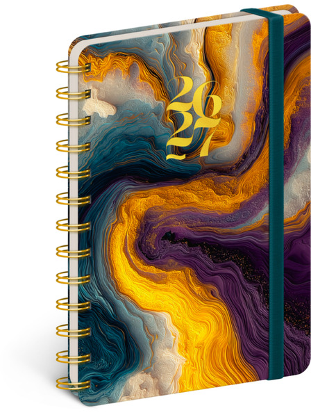 NOTIQUE NOTIQUE Spiralni 18-mjesečni dnevnik Petito – Šareni ahat 2026/2027, 13 x 18 cm