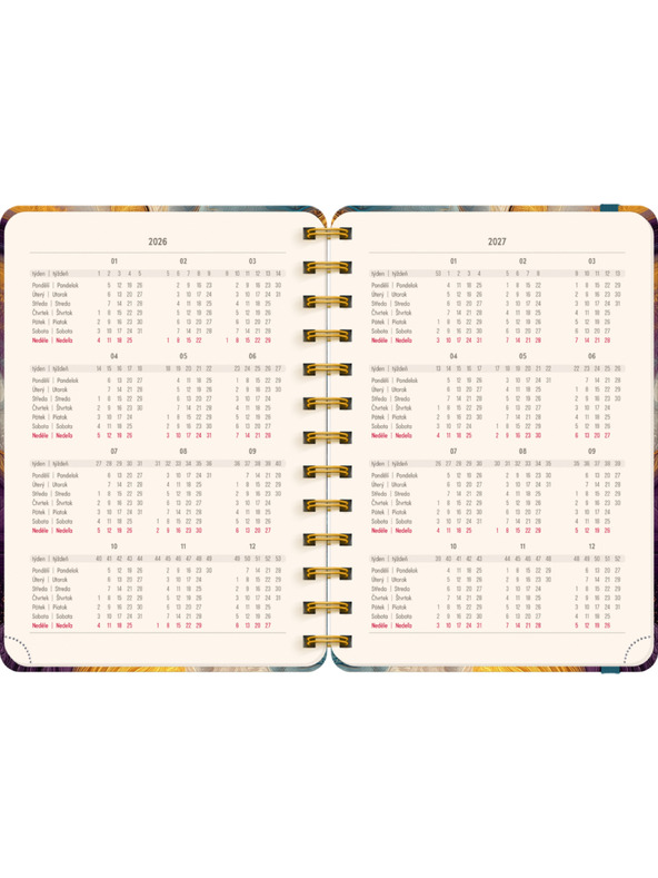 NOTIQUE NOTIQUE Spiralni 18-mjesečni dnevnik Petito – Šareni ahat 2026/2027, 13 x 18 cm