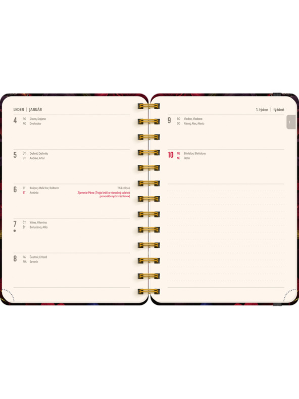NOTIQUE NOTIQUE Spiralni 18-mjesečni dnevnik Petito – Crveni cvjetovi 2026/2027, 13 x 18 cm