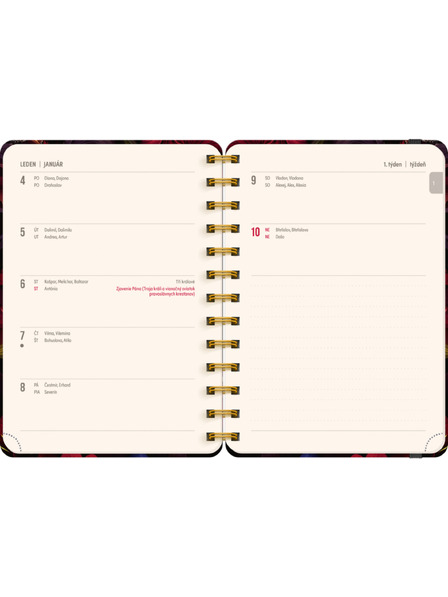 NOTIQUE NOTIQUE Spiralni 18-mjesečni dnevnik Petito – Crveni cvjetovi 2026/2027, 13 x 18 cm