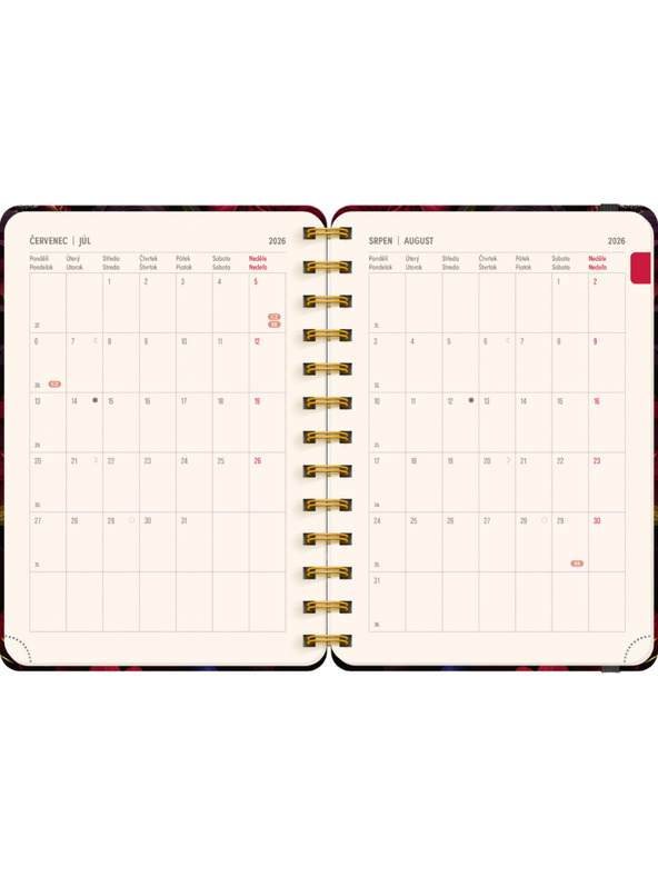 NOTIQUE NOTIQUE Spiralni 18-mjesečni dnevnik Petito – Crveni cvjetovi 2026/2027, 13 x 18 cm