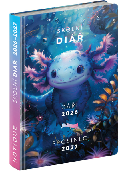 NOTIQUE NOTIQUE Školski dnevnik Axolotl (rujan 2026 – prosinac 2027), 9,8 x 14,5 cm