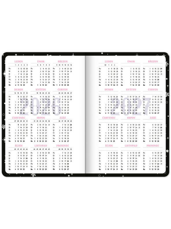 NOTIQUE NOTIQUE Studentski dnevnik Kuromi (rujan 2026 – prosinac 2027), 9,8 x 14,5 cm