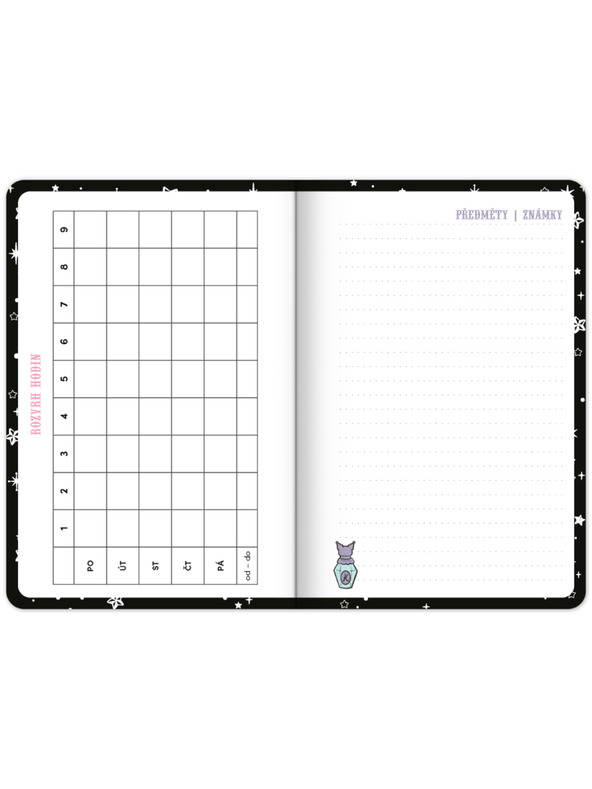 NOTIQUE NOTIQUE Studentski dnevnik Kuromi (rujan 2026 – prosinac 2027), 9,8 x 14,5 cm