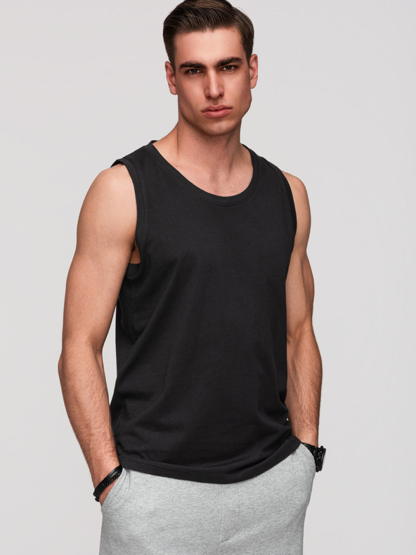 Ombre Clothing Muške pamučne majice BASIC - crna V3 OM-TSBT-0272 Ombre Clothing