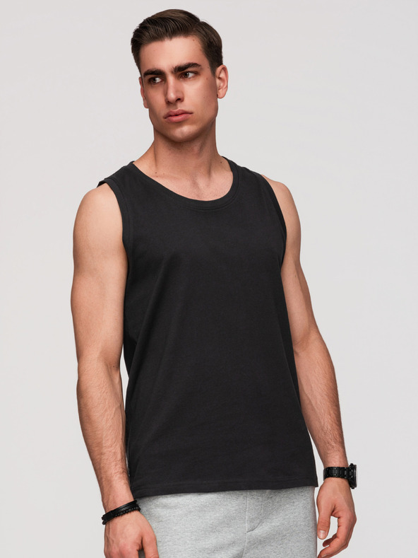 Ombre Clothing Muške pamučne majice BASIC - crna V3 OM-TSBT-0272 Ombre Clothing