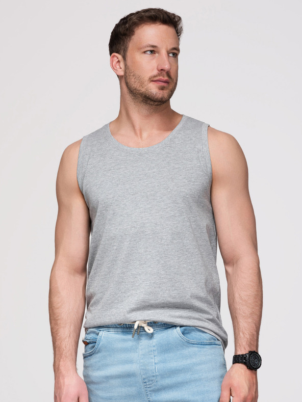 Ombre Clothing Muške pamučne majice BASIC - siva melanž V2 OM-TSBT-0272 Ombre Clothing