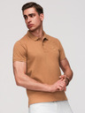 Ombre Clothing Muška pamučna polo majica BASIC - bijela/bijela/svjetlosmeđa V6 OM-POBS-0171 Ombre Clothing