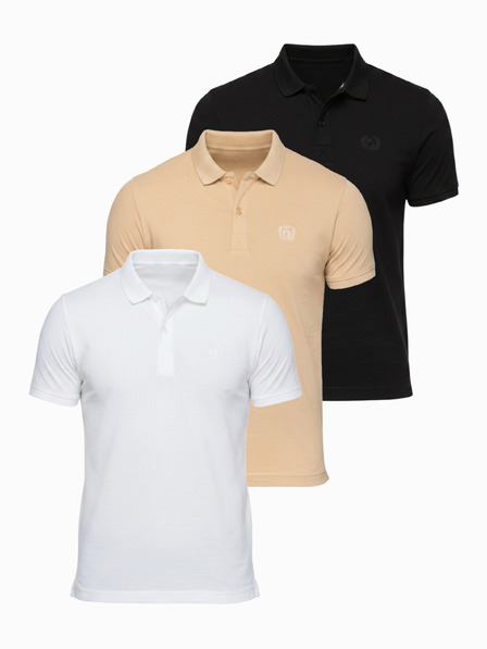 Ombre Clothing Muško pamučno polo majica BASIC - crna/bijela/bež V7 OM-POBS-0171 Ombre Clothing