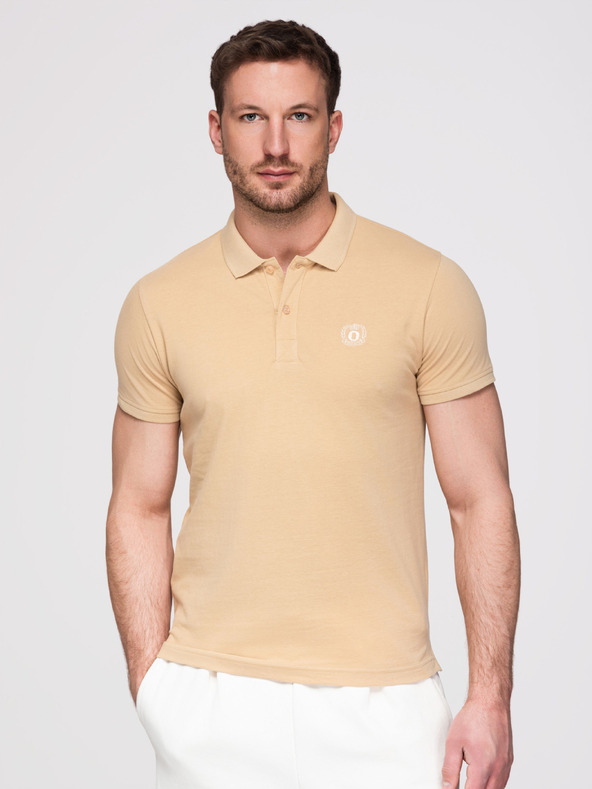 Ombre Clothing Muško pamučno polo majica BASIC - crna/bijela/bež V7 OM-POBS-0171 Ombre Clothing