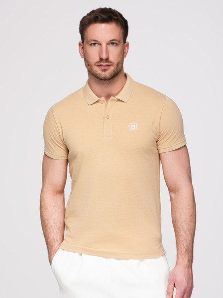 Ombre Clothing Muško pamučno polo majica BASIC - crna/bijela/bež V7 OM-POBS-0171 Ombre Clothing