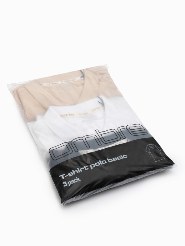 Ombre Clothing Muško pamučno polo majica BASIC - crna/bijela/bež V7 OM-POBS-0171 Ombre Clothing