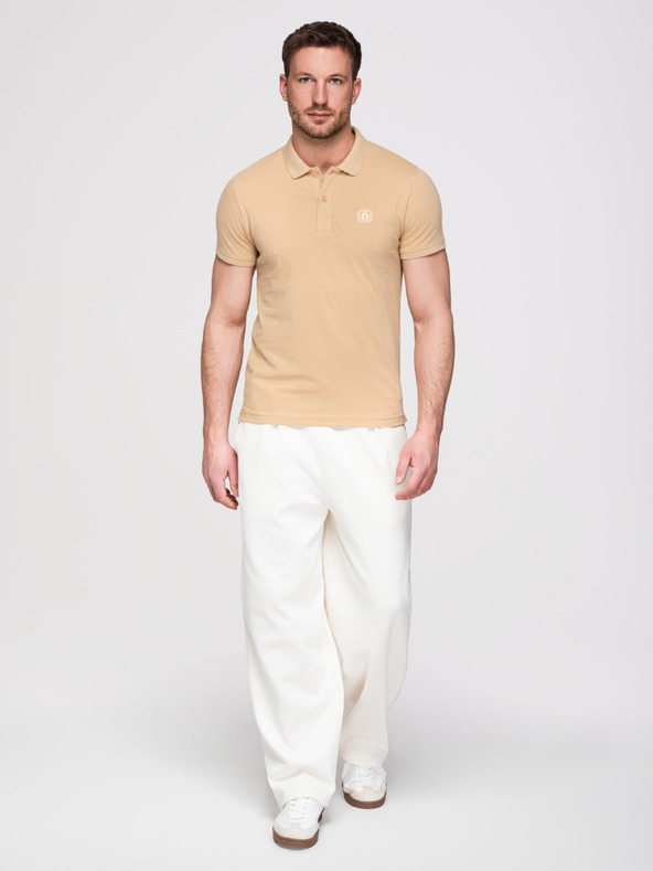 Ombre Clothing Muško pamučno polo majica BASIC - crna/bijela/bež V7 OM-POBS-0171 Ombre Clothing