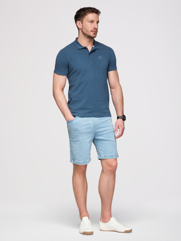 Ombre Clothing Muška pamučna polo majica BASIC - bijela/smeđa/tamno plava V4 OM-POBS-0171 Ombre Clothing