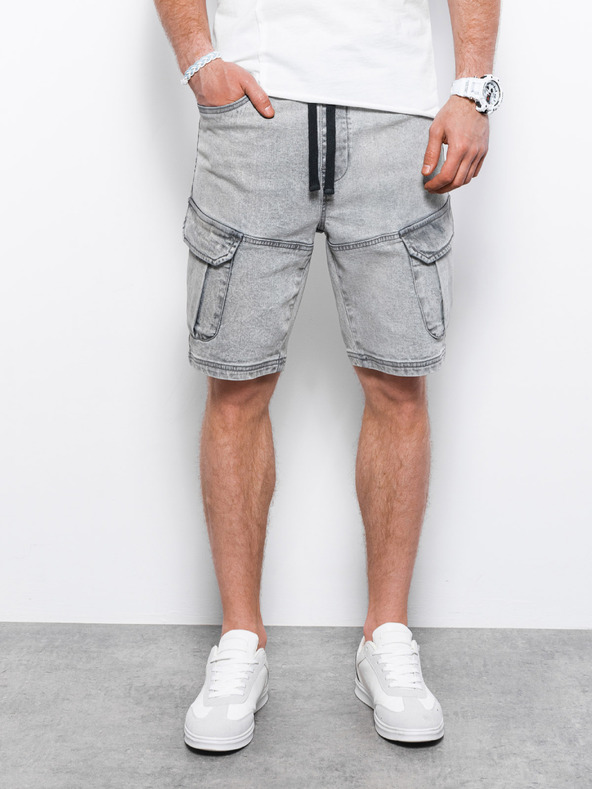 Ombre Clothing Svijetlosive muške traper kratke hlače Ombre odjeća W362