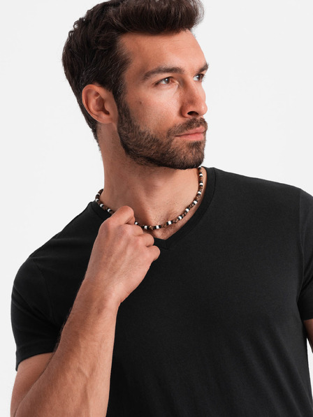 Ombre Clothing Crna muška osnovna majica s V izrezom Ombre Clothing