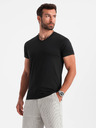 Ombre Clothing Crna muška osnovna majica s V izrezom Ombre Clothing