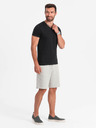 Ombre Clothing Crna muška osnovna majica s V izrezom Ombre Clothing