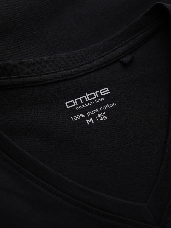 Ombre Clothing Crna muška osnovna majica s V izrezom Ombre Clothing