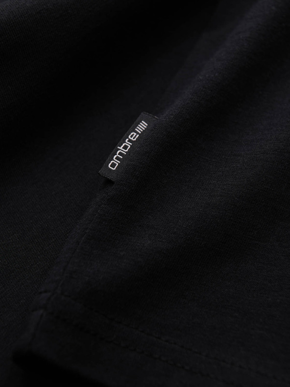 Ombre Clothing Crna muška osnovna majica s V izrezom Ombre Clothing
