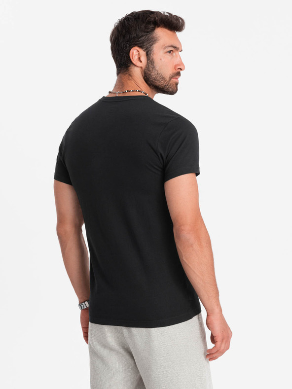 Ombre Clothing Crna muška osnovna majica s V izrezom Ombre Clothing